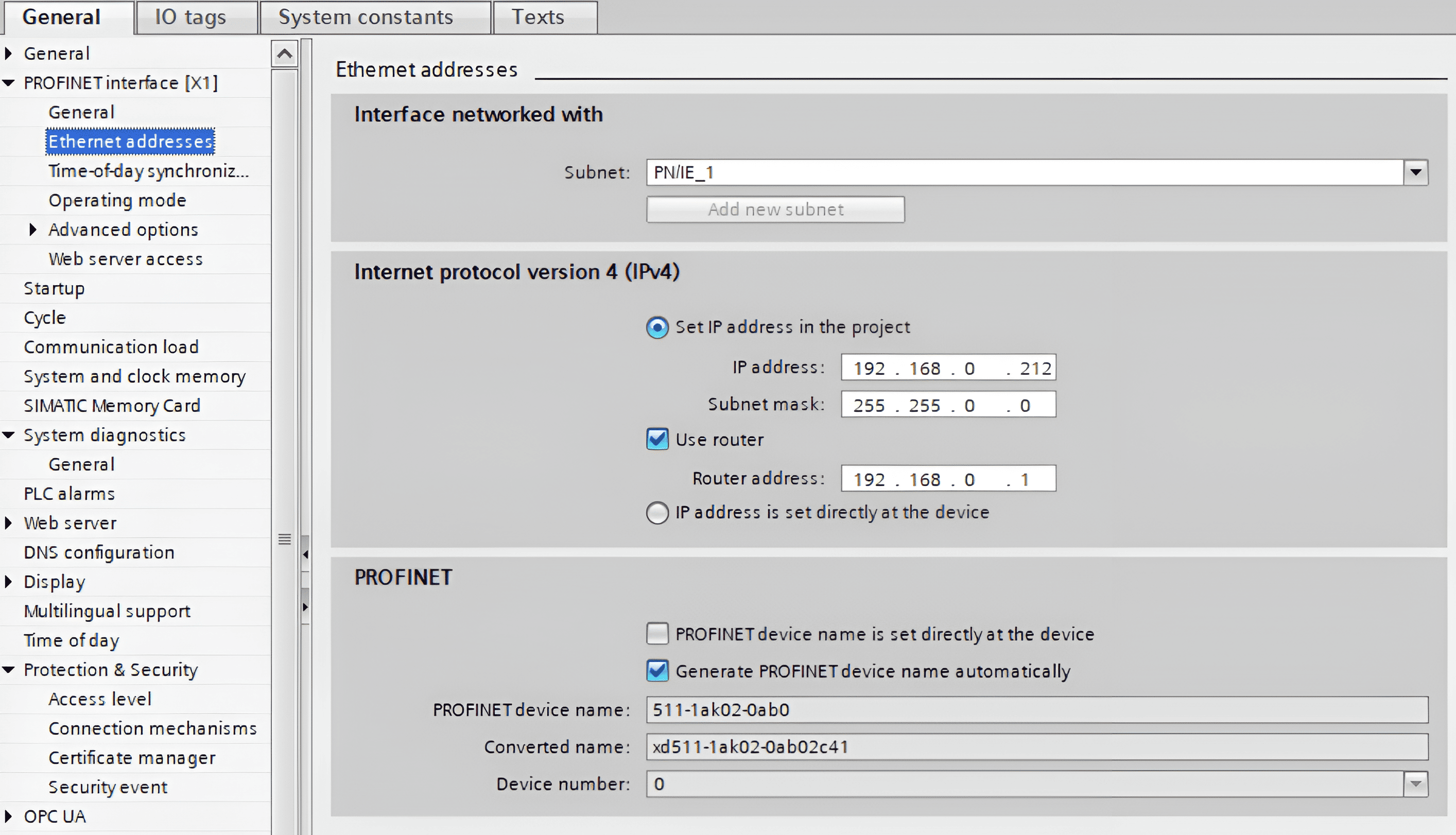 Siemens TIA Portal Ethernet Setup